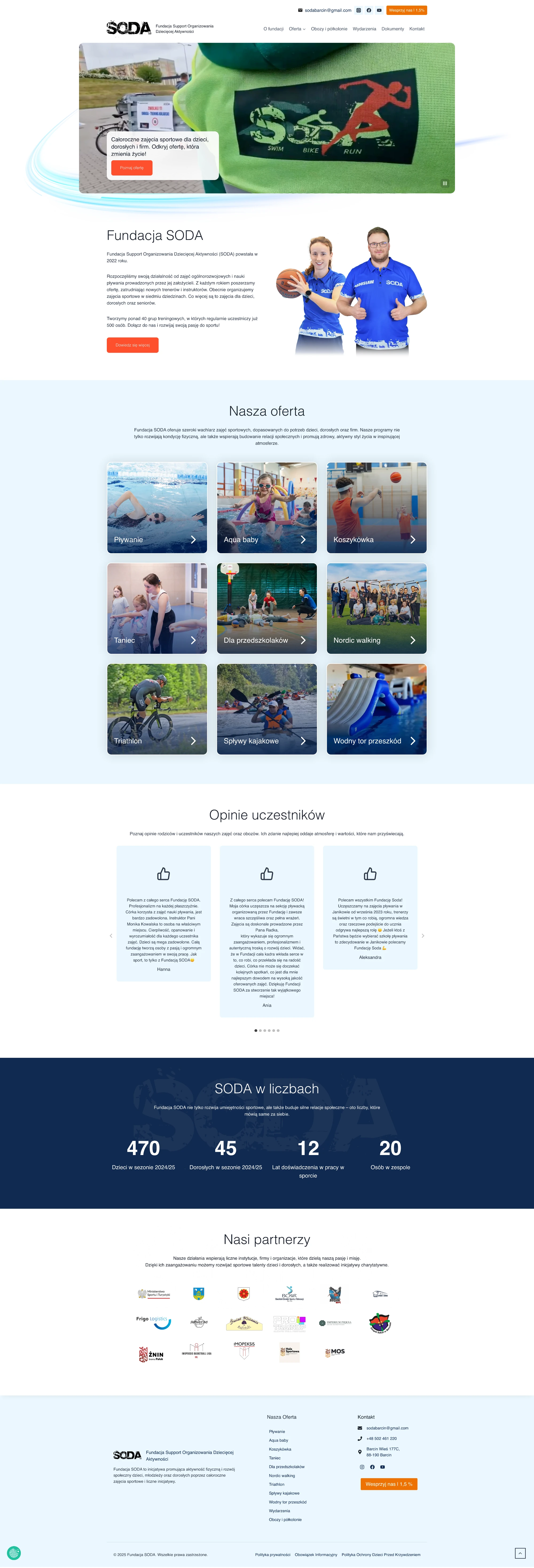 Fundacja SODA – 9 Sports, 25+ Instructors, One Clear Website for Parents — website00001